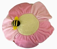 PLUSH PILLOW ~ 3D SPRING FLOWER with BEE ~ PINK  North American Bear NEW