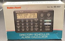 Vtg Radio Shack 65-937 Directory, Scheduler, Alarm, Calculator, 4.5x3  Black, NIB