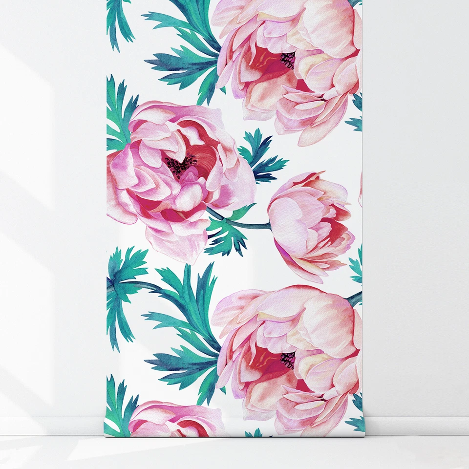 Papel pintado no tejido flor amapola roja floral acuarela calcomanías de pared tradicionales Foto 3 de 4