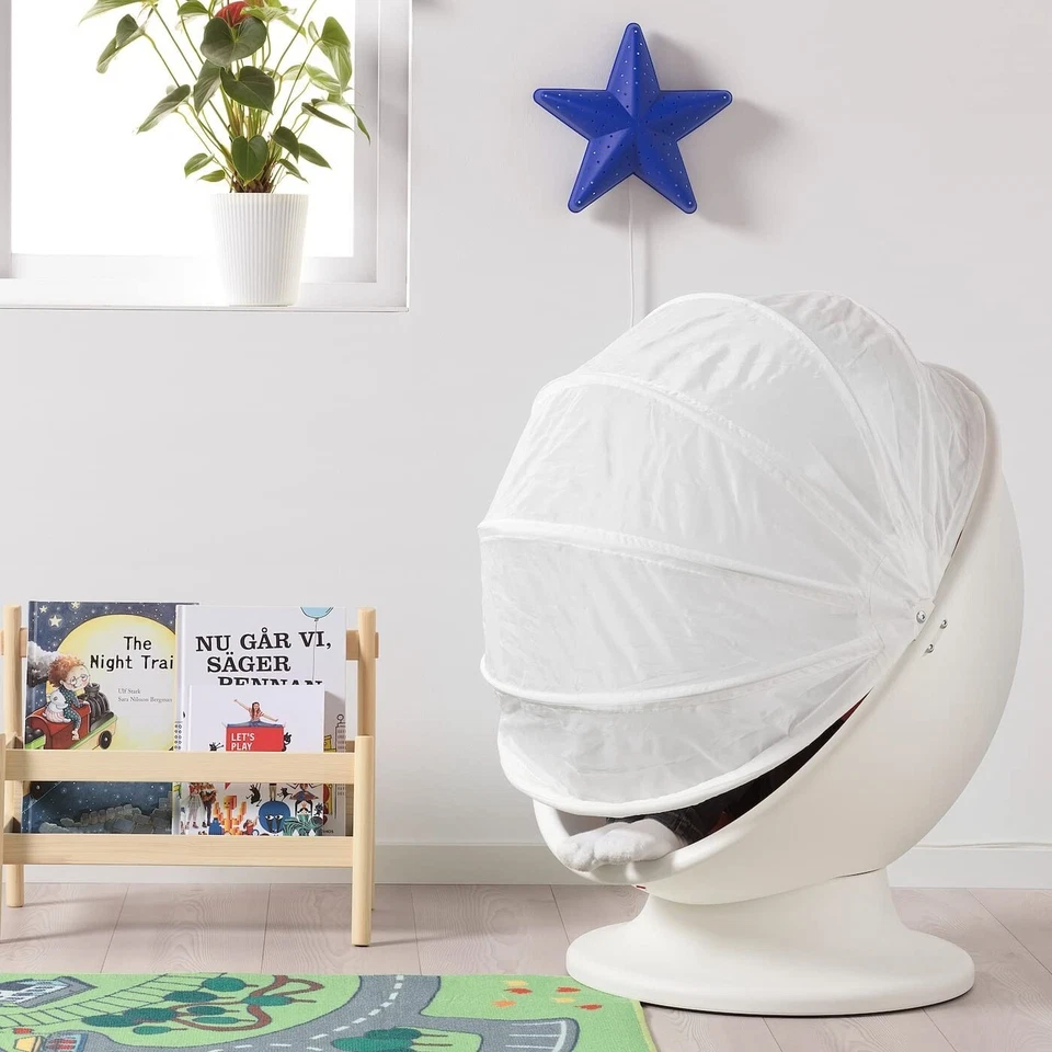 IKEA PS LÖMSK Kids Swivel Pod Chair, White/Red(Orange) - Image 2 of 4