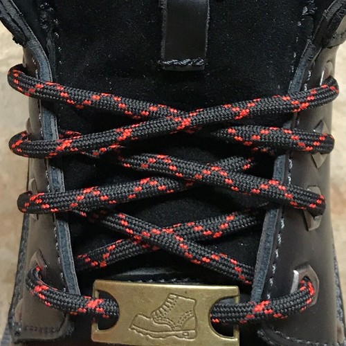 Heavy Duty Hiking Work Boot Shoe Laces Strings / Stay Tied, 5mm Black