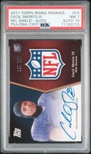 2011 Topps Rising Rookies NFL Shield Cecil Shorts III Autograph PSA7 AUTO10 POP1