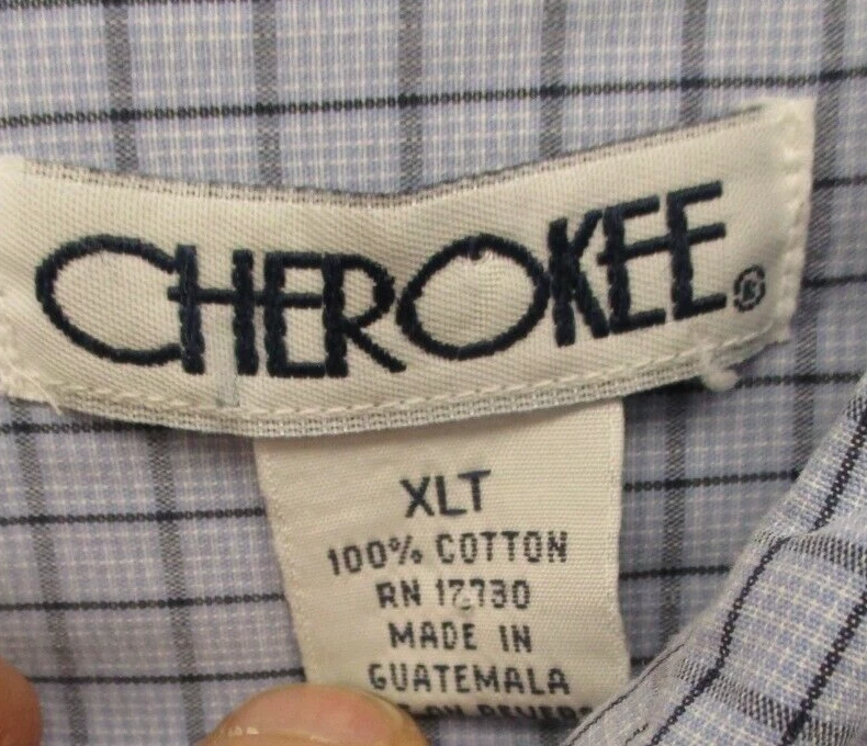 Camisa Cherokee Abotonada Para Hombres X-Grande Alta Azul con Negro Blanco Patrón Geométrico Foto 3 de 4