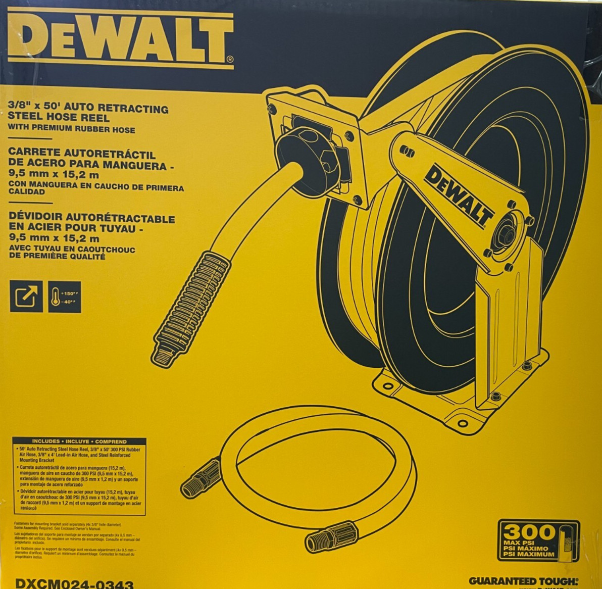 DEWALT DXCM024-0343 3/8 in. x 50 ft. Air Hose Reel New