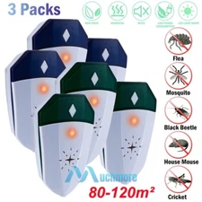 3Pack Ultrasonic Mouse Repellent Mosquito Repeller Rodent Detector Rat Control