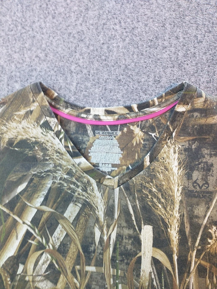 Camisa Realtree Camuflada Para Mujer Grande Manga Corta Pullover Cuello en V Prenda para el torso de Caza Foto 2 de 4