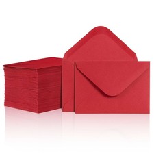 Gift Card Envelopes - 100-Count Mini Envelopes, Red Paper Business Card Envel...