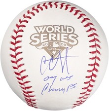 CC Sabathia Yankees Signed 2009 World Series Logo Baseball & 