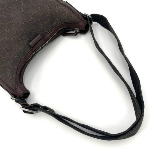 GUCCI Gucci Shoulder Bag Half Moon GG Leather Brown All-over Pattern from Japan - Picture 7 of 11