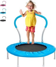 36 Inch Kids Trampoline With Handle Indoor Mini for Toddler Small Rebounder NEW