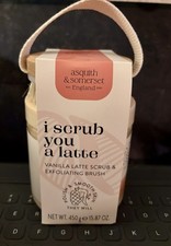 ASQUITH & SOMERSET ENGLAND Vanilla Latte Body Scrub W/ Exfoliating Brush! - NEW!