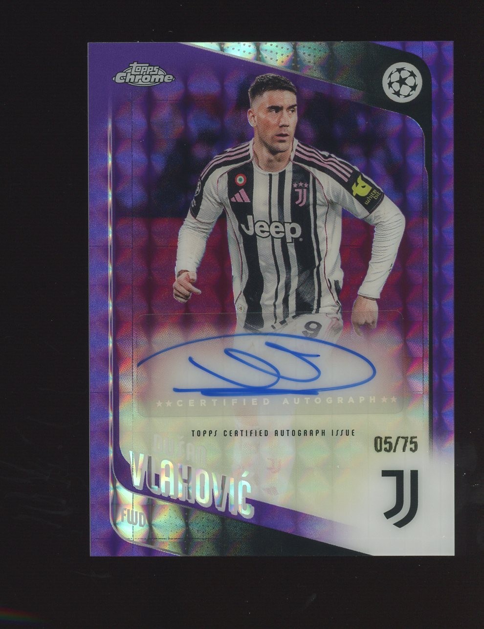 2025-26 Chrome UCC Soccer Dusan Vlahovic Purple Geometric /75