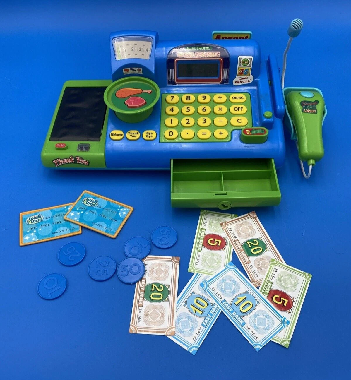 как выглядит Vintage Kids Play Food Grocery Set Cash Register Scanner Cart 200pc Bundle фото