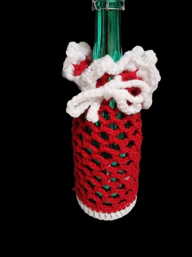 Sacchetto regalo/bottiglia vino/bottiglia all'uncinetto fatto a mano acrilico - Foto 1 di 5