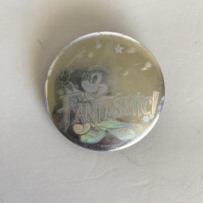 Disneyland Fantasmic Holographic Pinback Button Souvenir Sorcerer Mickey Vintage