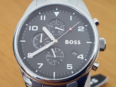 Herren Hugo Boss View Chrono Classic Stahlarmband Fliegeruhr 3804 NEU