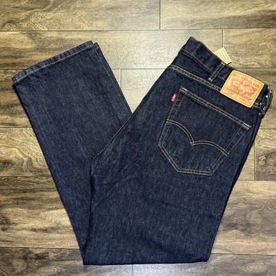 Levi's 505 Regular Fit Jeans Mens 38x30 Rinse Dark Wash Straight Non Stretch NWT