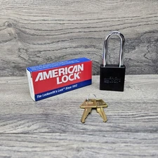 AMERICAN LOCK - Series 1205 Black Padlock- A1206BLK Shackle - Brand New 2 Keys 