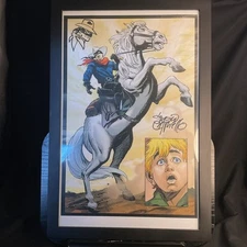 The Lone Ranger Framed In Action Board Art SIGNED BY SERGIO CARIELLO W/ Drawing