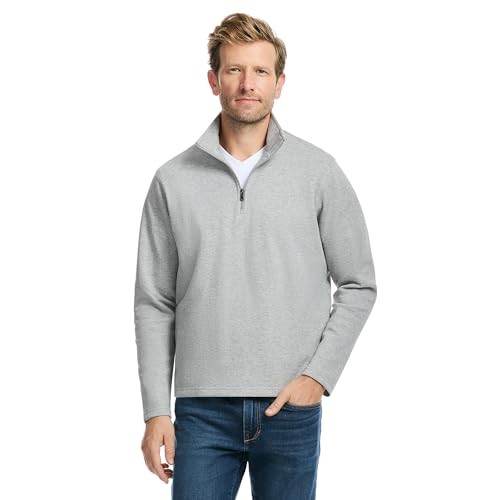 SAKS FIFTH AVENUE MEN'S PIQUE QUARTER-ZIP PULLOVER SIZE MEN S HEATHER GRAY