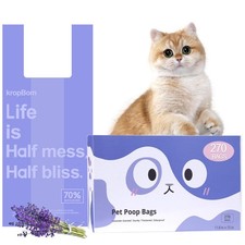 270 Count Cat Litter Bags Lavender Scented with Handles, Disposable Litter Ba...