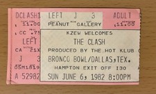 1982 THE CLASH BRONCO BOWL DALLAS CONCERT TICKET STUB LONDON CALLING STRUMMER