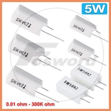 5 Watt Wire Wound Cement Resistors Vertical 0.01 ohm to 300K ohm 5% J Full Range