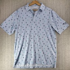 Straight Down Polo Shirt Mens Large Light Blue Cactus Performance Golf Grey Rock