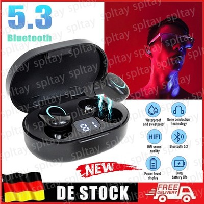 Bluetooth 5.3 Kopfhörer In Ear kabellos Stereo Ohrhörer Schwarz mit Ladebox DE