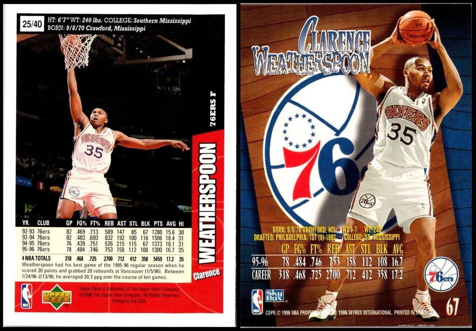 1996 Clarence Weatherspoon (2) Card Lot ADD SOME MAGIC TO YOUR