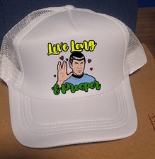 Adjustable Trucker Baseball Hat Cap White Live Long & Prosper Spock Star Trek