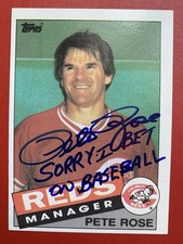 1985 TOPPS  Pete Rose Signed AUTO INSCRIBED Sorry I Bet on Baseball BECKETT PSA