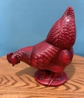Pre Own Vintage Royal Haeger Dark Red Hen Feeding Large Figurine