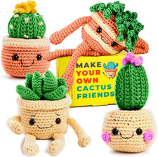 Plant Family Beginner Crochet Kit - Cactus Kit, 4 Count