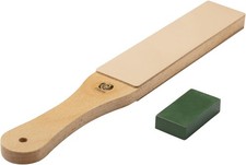 Leather Strop for Knife Sharpening, Double-Sided Paddle Strop with Green