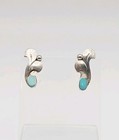 Sterling Silver Vintage Native Turquoise Wave Post Back Earrings .75" — photo 1