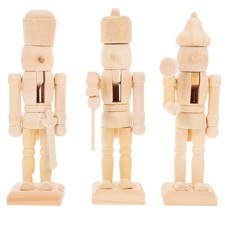 Wooden Nutcracker Soldier Set 3Pcs Beige Creative Kids Role Play Toy
