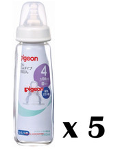 Pigeon slim type baby bottle heat-resistant glass 240ML x5 New