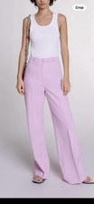 Maje Pressed- Crease Wide Leg Mid- Rise Trousers Size FR 38