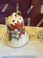 Vintage Keramik h&auml;ngende Pourri Glocke mit einer weiteren Glocke f&uuml;r 40 Jahre Jubil&auml;um
