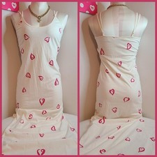 Rare VTG 90s Victoria's Secret 100 Cotton Hearts Long Maxi Slip Dress Size Sm