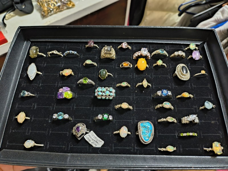 43 Sterling Silver Ring Lot Acid Tested Guarantee,Turquoise,Native American Etc.
