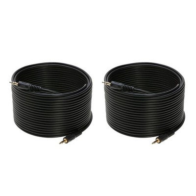 2-Pack -100ft 3.5mm AUX Audio Cable Male/Male Stereo Cord - Car, Phone, Speaker