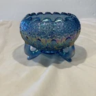 Fenton Iridescent  Ice Blue "Orange Tree" Pattern footed Bowl, Museum Collection