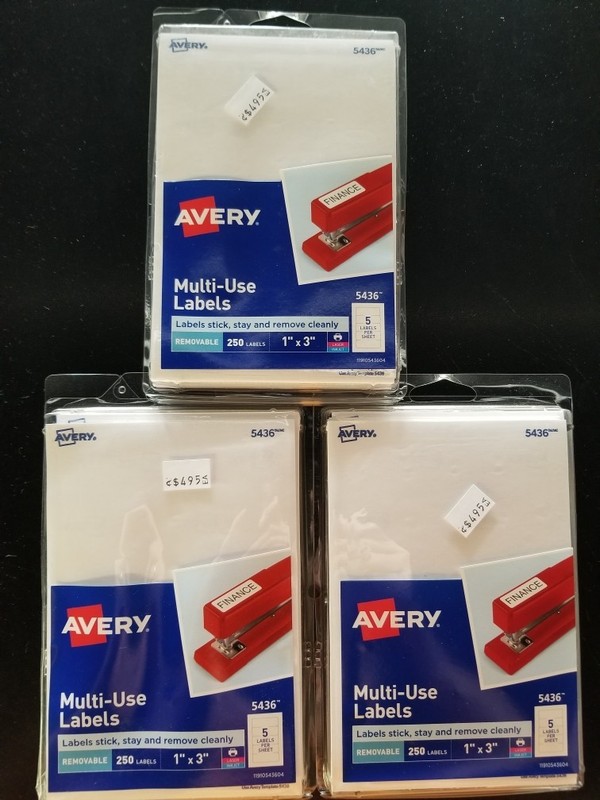 3 packs Avery Labels 1 x 3 #5436 New in pack
