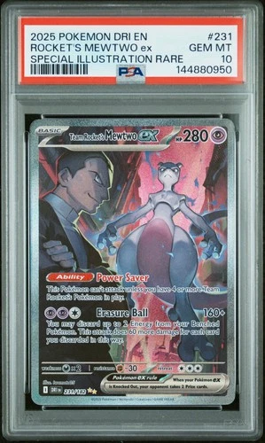 2025 POKEMON DRI SPECIAL ILLUSTRATION RARE #231 TEAM ROCKET'S MEWTWO EX PSA 10