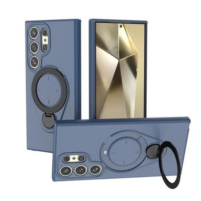 TPU Hülle Blau Ring Shield MagSafe für Samsung Galaxy S24 Ultra 5G mit Halterung