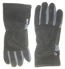 Women's PATAGONIA Blue Fleece Longer Length Leather Palm Pad Gloves M/L