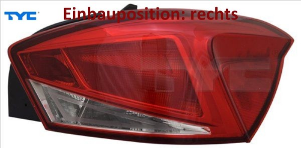 TYC 11-14495-01-2 Heckleuchte Rechts RüCklicht Hecklicht RüCkleuchte FüR Seat-image