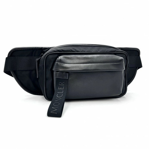 MONCLER MARSUPIO GIFT Body Bag Waist Bag Black Nylon Leather RFID Compatible